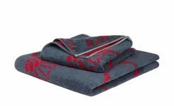 JOOP! Duschtuch JOOP! Infinity Cornflower Zoom | Denim (Grau-Blau) / Rot