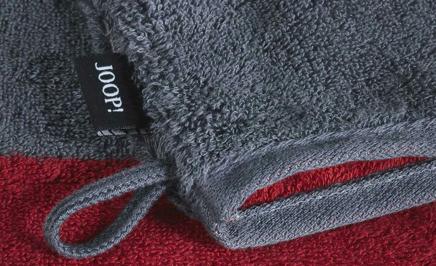 JOOP! Waschhandschuh JOOP! Infinity Doubleface | Denim (Grau-Blau) / Rot 5 JOOP! Waschhandschuh JOOP! Infinity Doubleface | Denim (Grau-Blau) / Rot – Bild 3