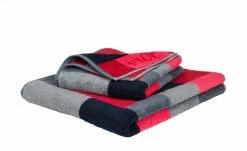 JOOP! Duschtuch JOOP! Infinity Mosaic | Grau-Blau / Grau / Rot